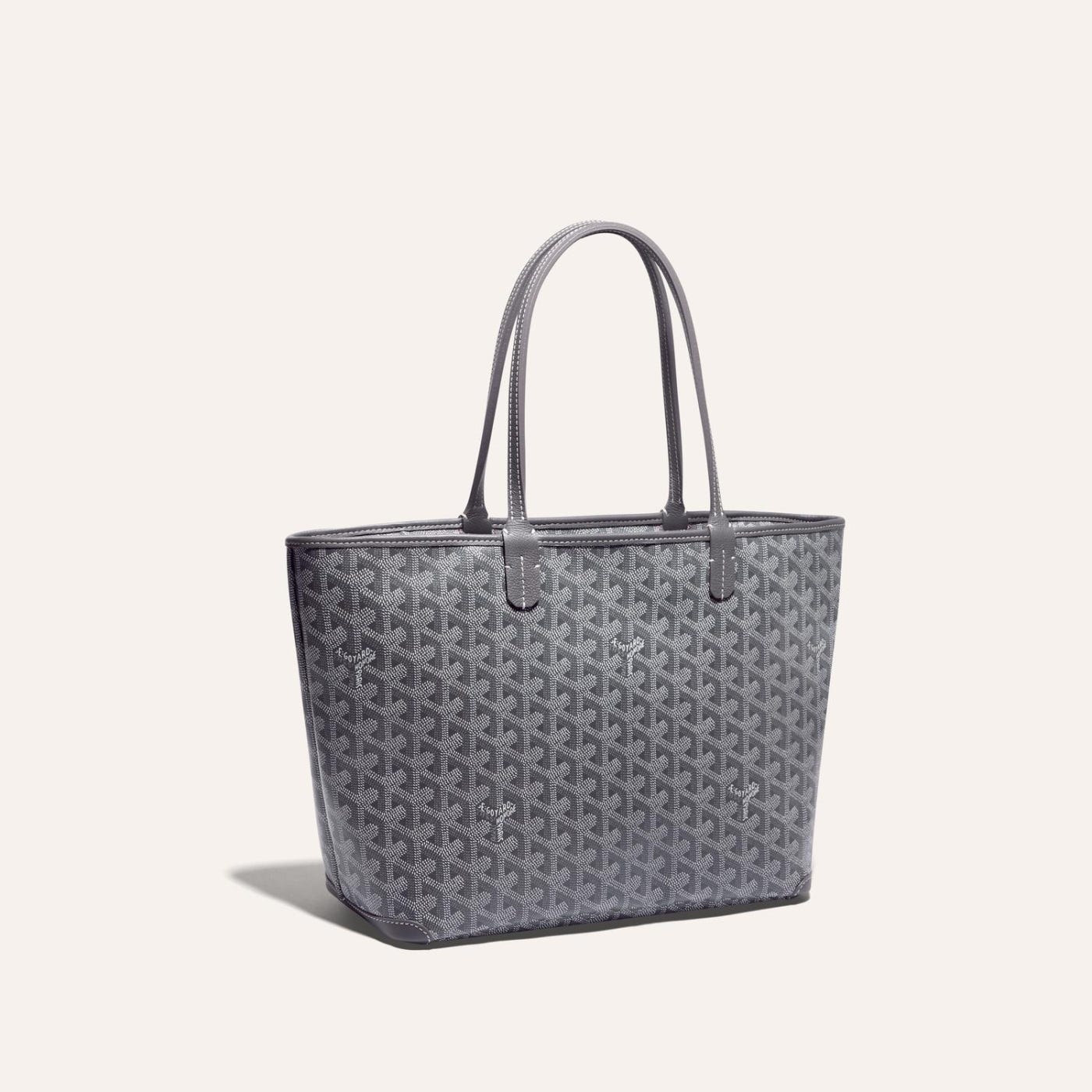 Goyard Goyardine Artois Tote PM Grey Canvas & Chevroches Calfskin Palladium Hardware - Image 2